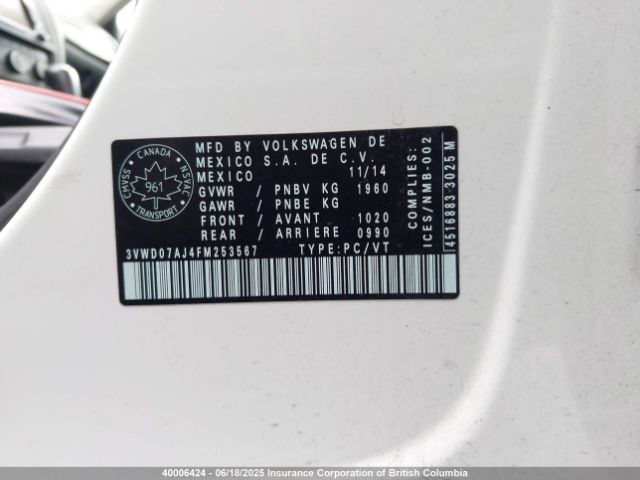 3VWD07AJ4FM253567 Volkswagen Jetta