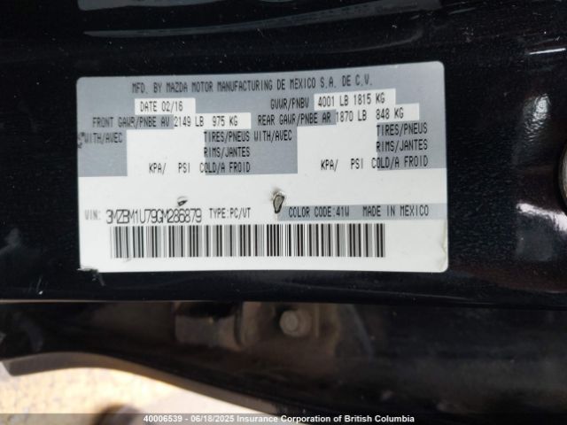 3MZBM1U79GM286879 Mazda 3 SPORT