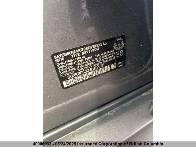 5UXKR0C52JL072791 BMW 2018