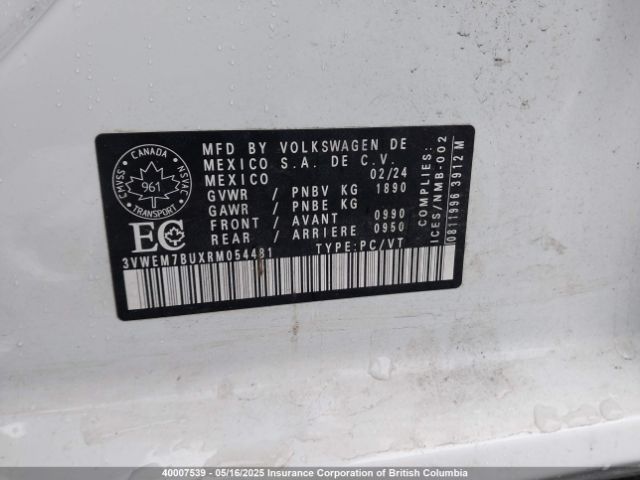 3VWEM7BUXRM054481 Volkswagen tsi