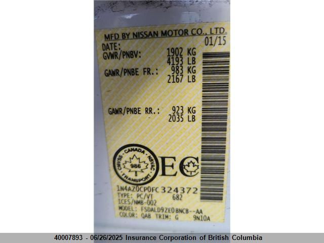 1N4AZ0CP0FC324372 Nissan 2015