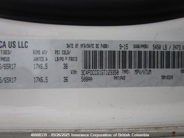 3C4PDCCG1GT123350 Dodge Journey Sxt/limited