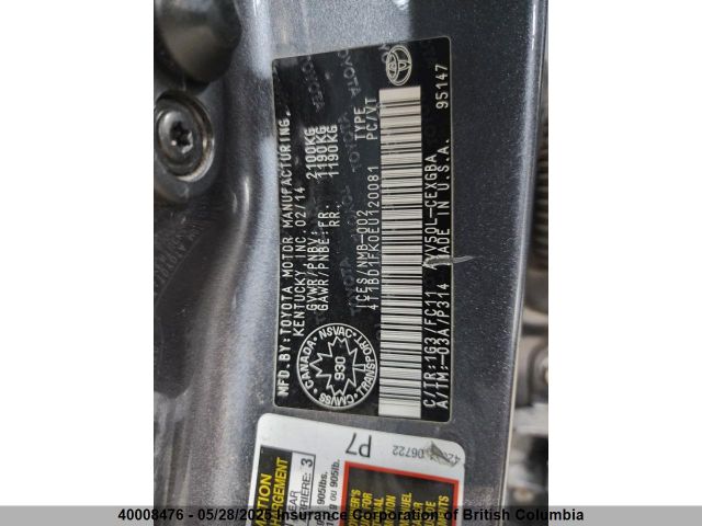 4T1BD1FK0EU120081 Toyota Camry