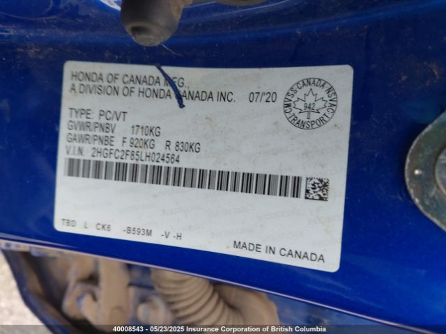 2HGFC2F85LH024564 Honda Civic
