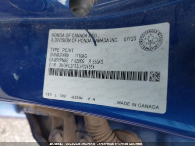 2HGFC2F85LH024564 Honda Civic