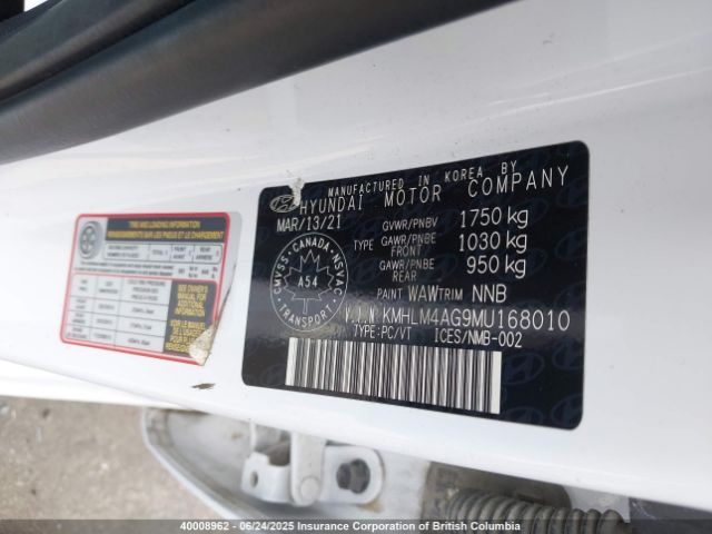 KMHLM4AG9MU168010 Hyundai mpi nu pe