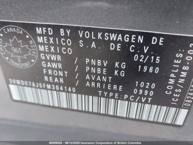 3VWD07AJ5FM304140 Volkswagen Jetta