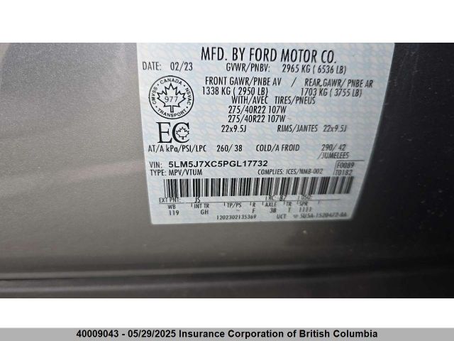 5LM5J7XC5PGL17732 Lincoln gtdi