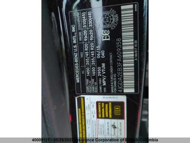 4JGDA2EB3FA609358 Mercedes-Benz Ml-Class
