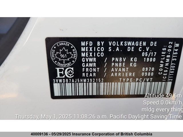 3VWDB7AJ5HM392152 Volkswagen 1.4 tsi