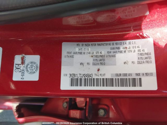 3MZBN1L70JM246843 Mazda 3 TOURING