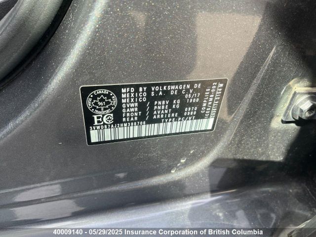 3VWDB7AJ2HM388706 Volkswagen 1.4 tsi