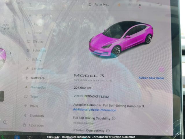 5YJ3E1EA3KF482182 Tesla 2019