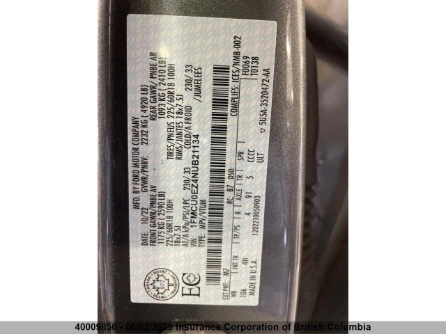 1FMCU0EZ4NUB21134 Ford hev/phev