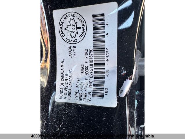 2HGFC2F51JH018750 Honda k20c2