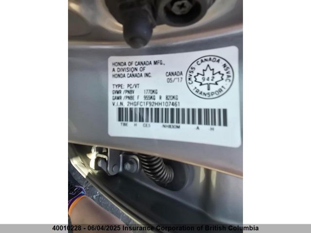 2HGFC1F92HH107461 Honda l15b7