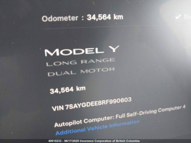 7SAYGDEE8RF990603 Tesla Model Y