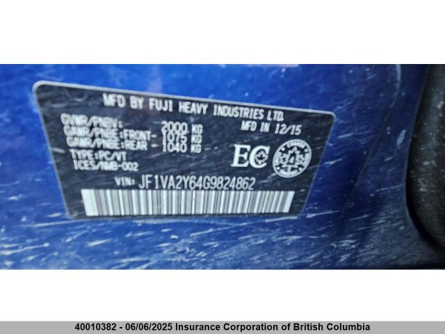JF1VA2Y64G9824862 Subaru 2.5 high power turbo