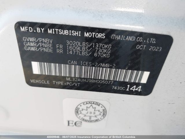 ML32AUHJ9RH005077 Mitsubishi MIRAGE ES