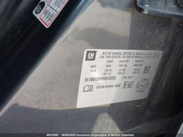 3G1BE6SMXHS538859 Chevrolet Cruze