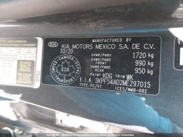 3KPF54AD2ME297015 KIA FORTE EX