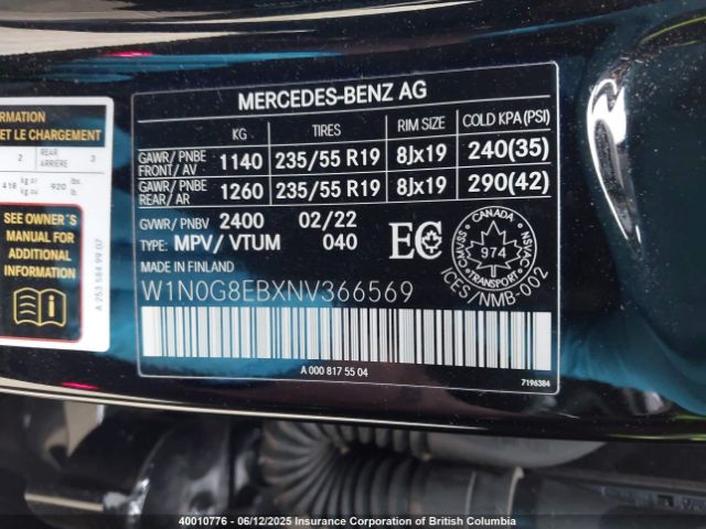 W1N0G8EBXNV366569 Mercedes-Benz Glc 300 4matic