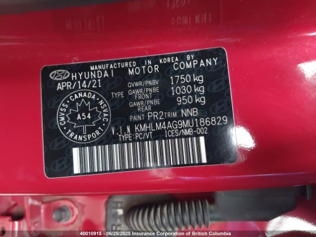 KMHLM4AG9MU186829 Hyundai mpi nu pe