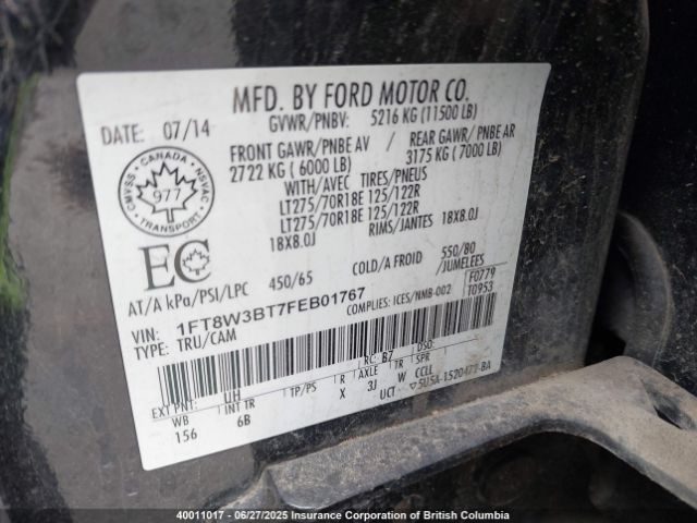 1FT8W3BT7FEB01767 Ford 2015