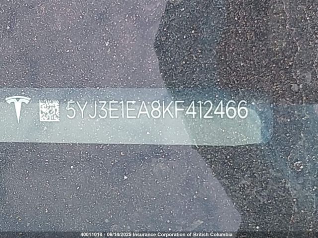 5YJ3E1EA8KF412466 Tesla MODEL 3