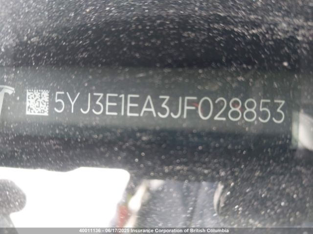 5YJ3E1EA3JF028853 Tesla MODEL 3