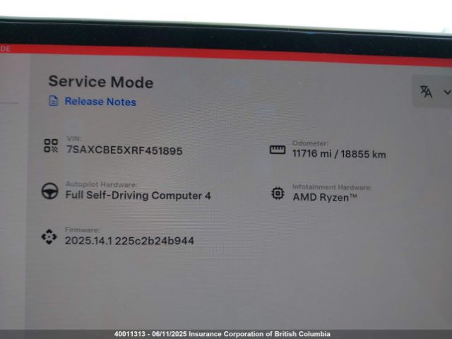 7SAXCBE5XRF451895 Tesla MODEL X
