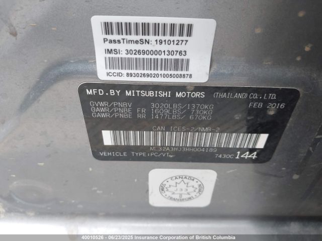 ML32A3HJ3HH004189 Mitsubishi Mirage
