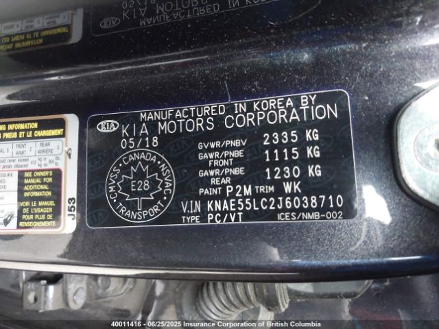 KNAE55LC2J6038710 KIA tgdi lamda ii