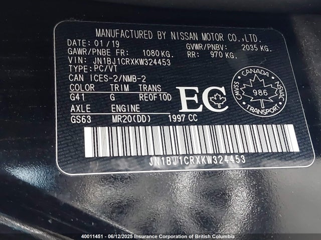 JN1BJ1CRXKW324453 Nissan Rogue Sport S/sv/sl