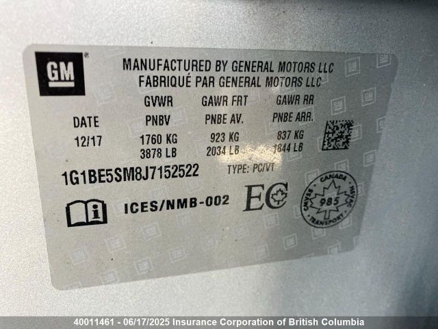 1G1BE5SM8J7152522 Chevrolet Cruze