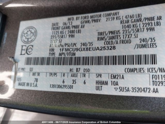 1FMCU9GX8EUA25328 Ford ESCAPE SE