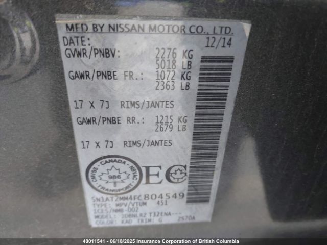 5N1AT2MM4FC804549 Nissan Rogue