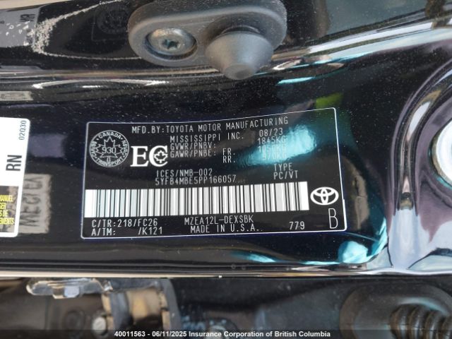 5YFB4MBE5PP166057 Toyota Corolla Se/xse