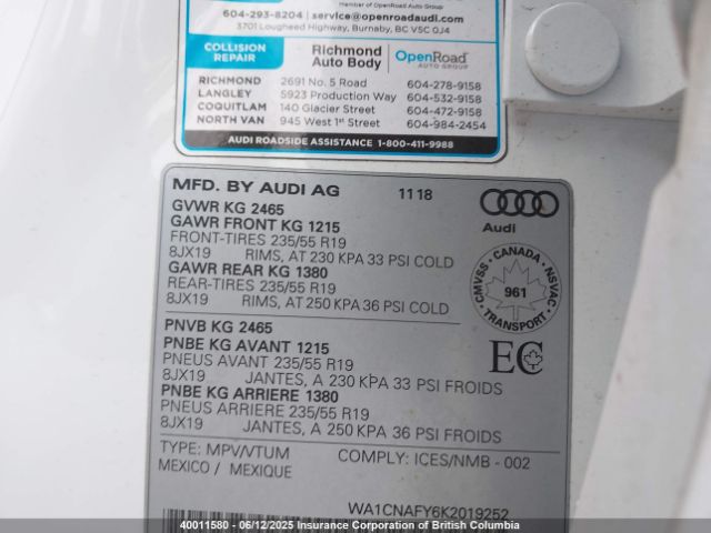 WA1CNAFY6K2019252 Audi Q5