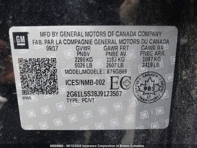 2G61L5S38J9123507 Cadillac lfx - sidi: spark ignited direct injection, vvt: variable valve timing, e85 max, alum