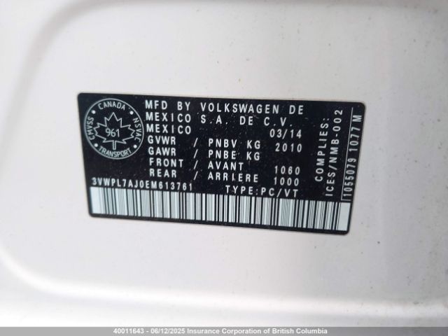 3VWPL7AJ0EM613761 Volkswagen Golf
