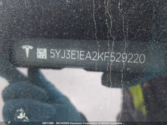 5YJ3E1EA2KF529220 Tesla MODEL 3