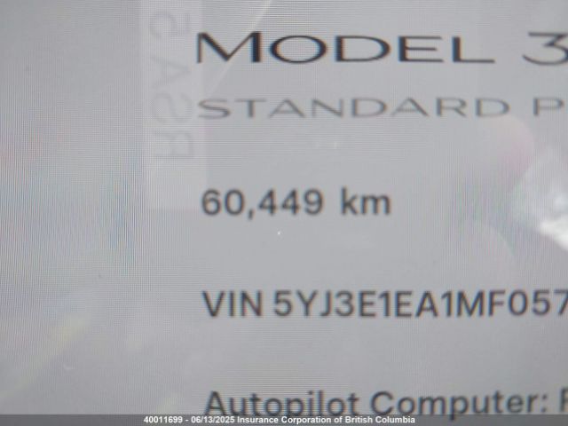 5YJ3E1EA1MF057725 Tesla MODEL 3