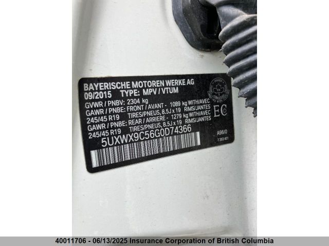 5UXWX9C56G0D74366 BMW X3
