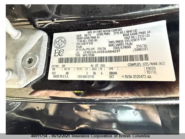 1FMCU9J9XEUA64237 Ford Escape Titanium