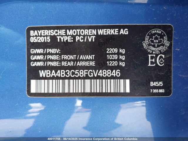 WBA4B3C58FGV48846 BMW 435 Xi Gran Coupe