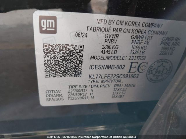 KL77LFE22SC091063 Chevrolet Trax