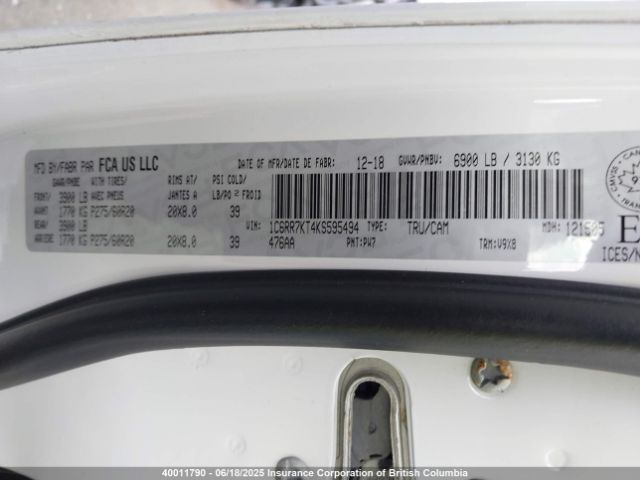 1C6RR7KT4KS595494 RAM 1500 Classic Tradesman
