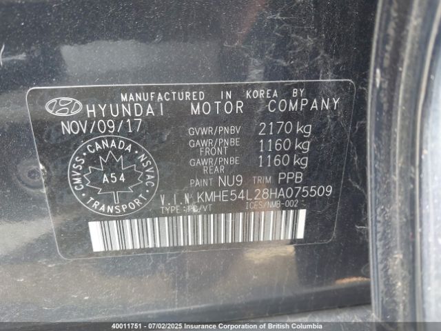 KMHE54L28HA075509 Hyundai 2017