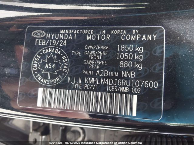 KMHLN4DJ6RU107600 Hyundai Elantra Limited